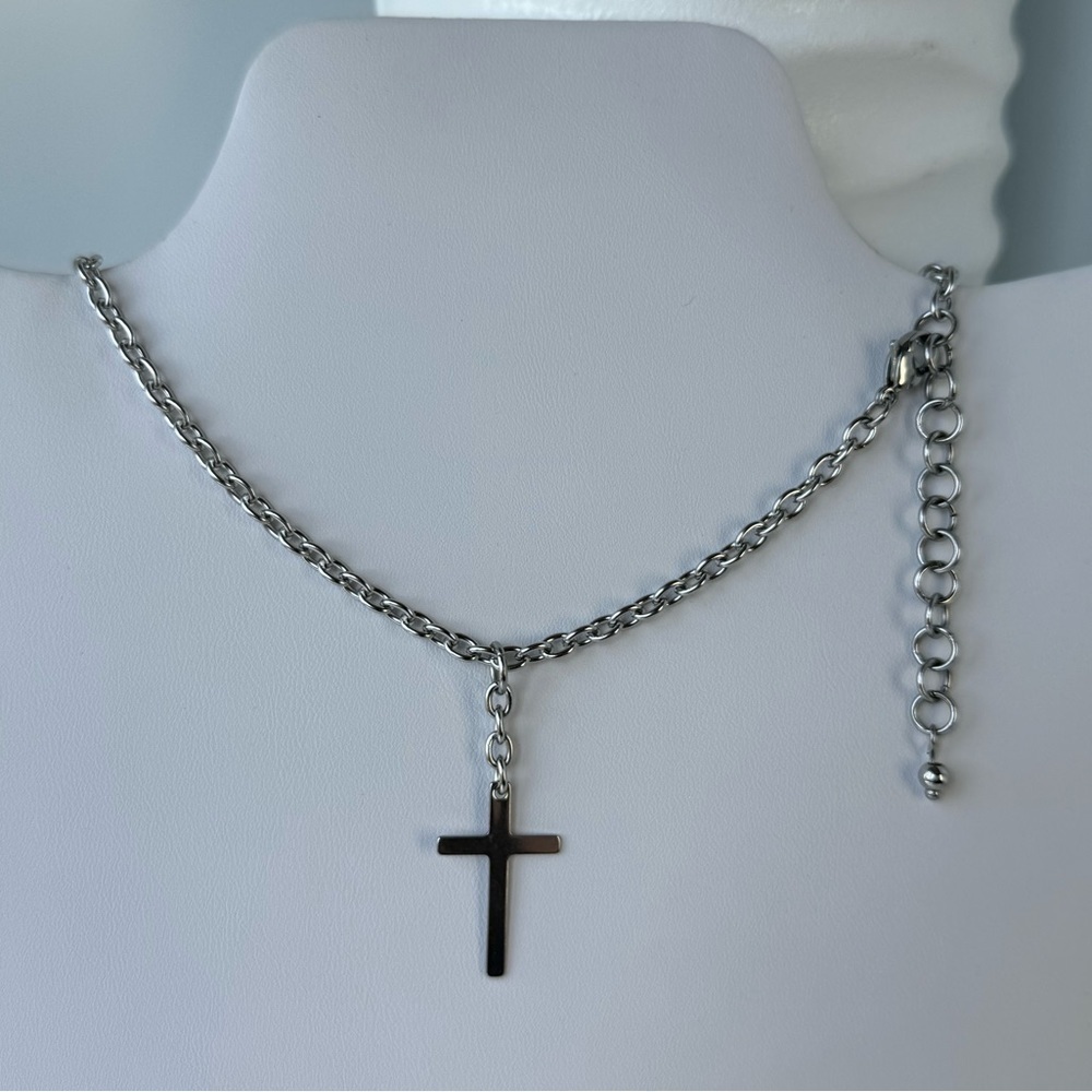 STAINLESS Steel Cross “Y” Necklace - Picture 1 of 10